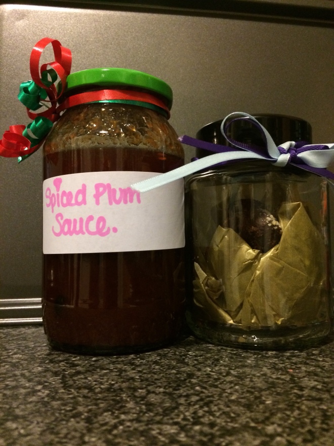 Spiced Plum Sauce & Chocolate Truffles